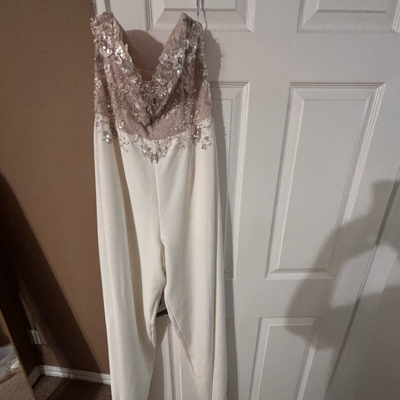 Strapless Beaded Floral Applique Bodice Jumpsuit - DB Studios - Picture 4 of 5